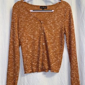 Rusty orange long sleeve shirt with wooden buttons